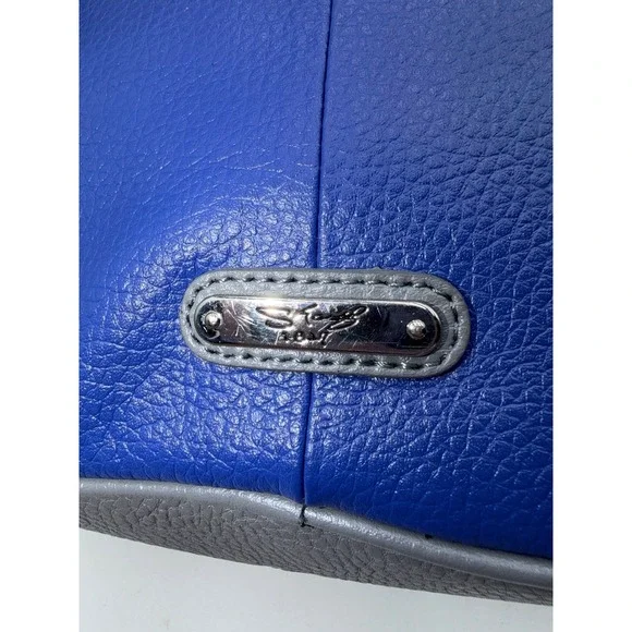 Sharif 1827 Blue Leather Embroidered Parrot Floral Crossbody Bag Grey Trim - Picture 7 of 12